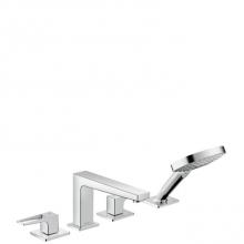 Hansgrohe 74555001 - Metropol 4-Hole Roman Tub Set Trim with Loop Handles and 1.75 GPM Handshower in Chrome