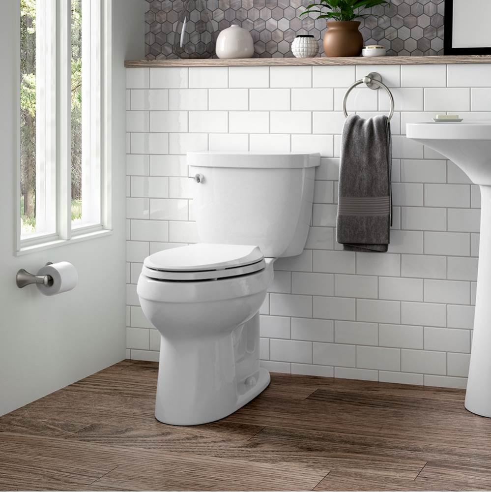 Cimarron Comfort Height 2-Piece 1.6 GPF Elongated Toilet in White with Cachet Q3 Toilet Seat