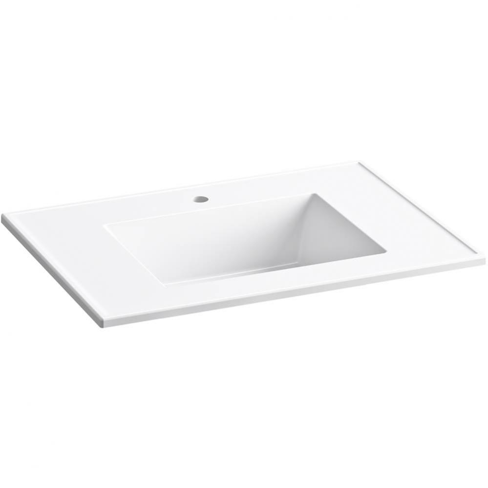 Ceramic/Impressions® 31'' rectangular vanity-top bathroom sink with single faucet h