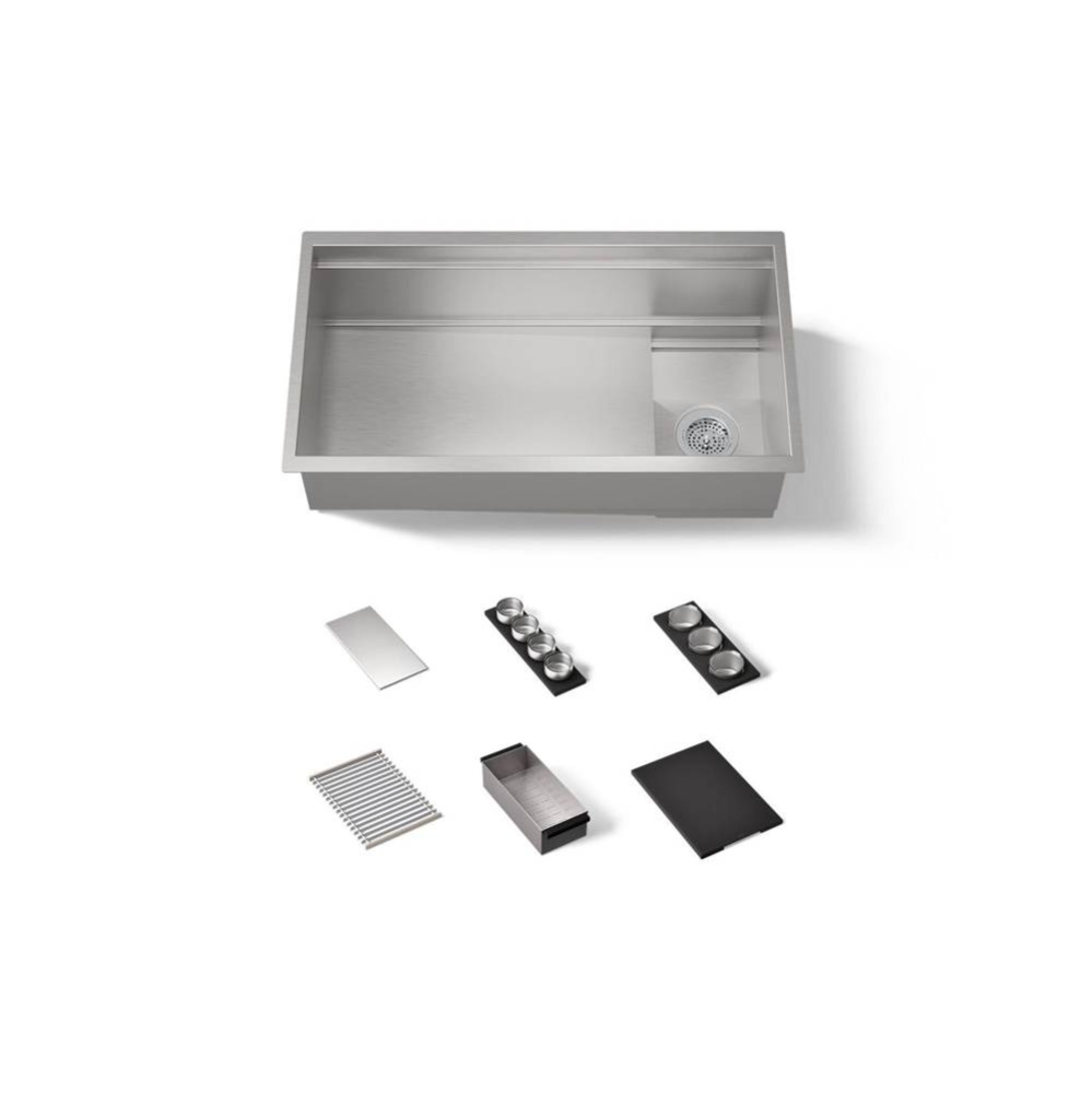 33-3/4'' undermount single-bowl workstation kitchen sink