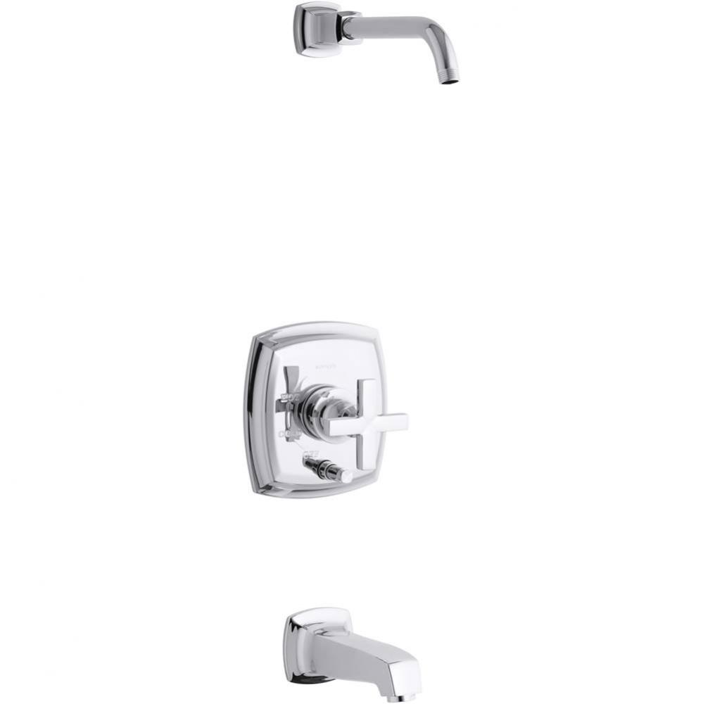 Margaux® Rite-Temp(R) bath and shower trim set with push-button diverter and cross handle, le
