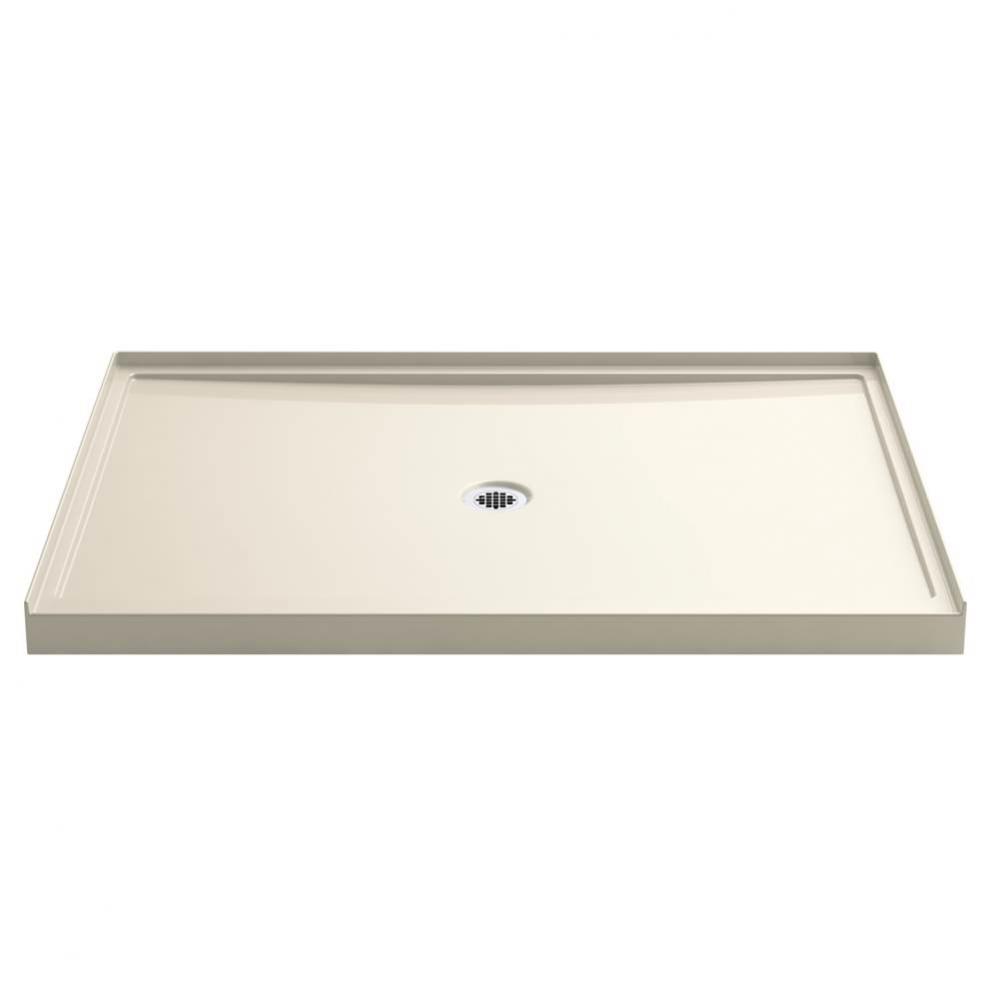 Rely 60-in x 42-in Single-Threshold Shower Base with Center Drain, Almond