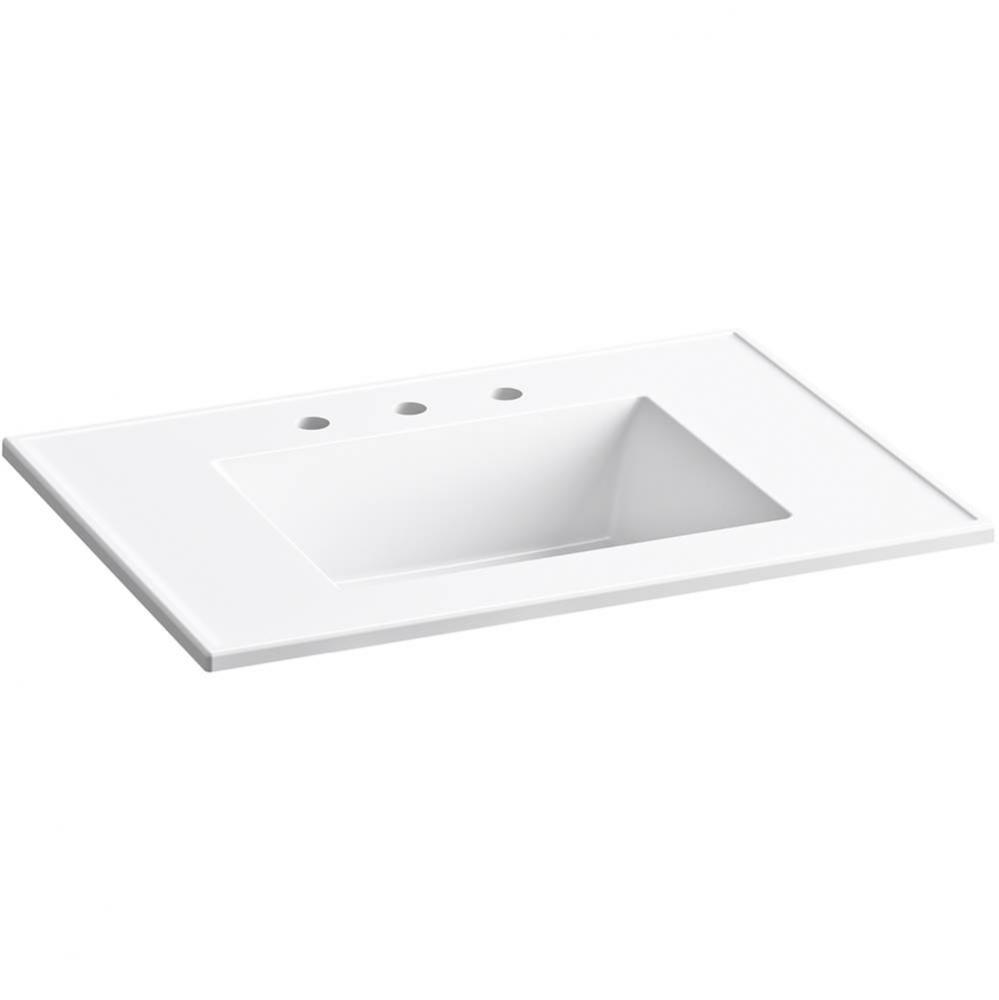 Ceramic/Impressions® 31'' rectangular vanity-top bathroom sink with 8'' w