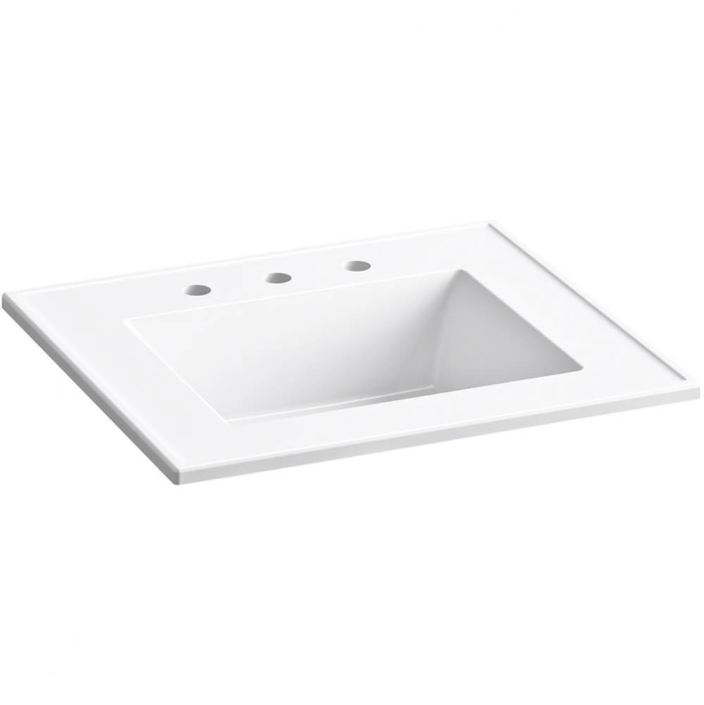 Ceramic/Impressions® 25'' rectangular vanity-top bathroom sink with 8'' w