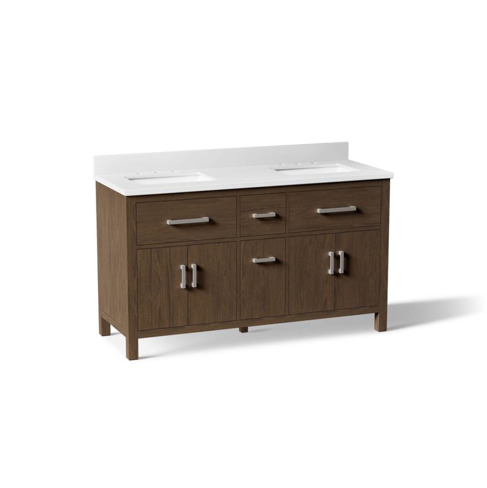 Kresla 60'' Bathroom Vanity Cabinet With Sinks And Quartz Top Draper Oak