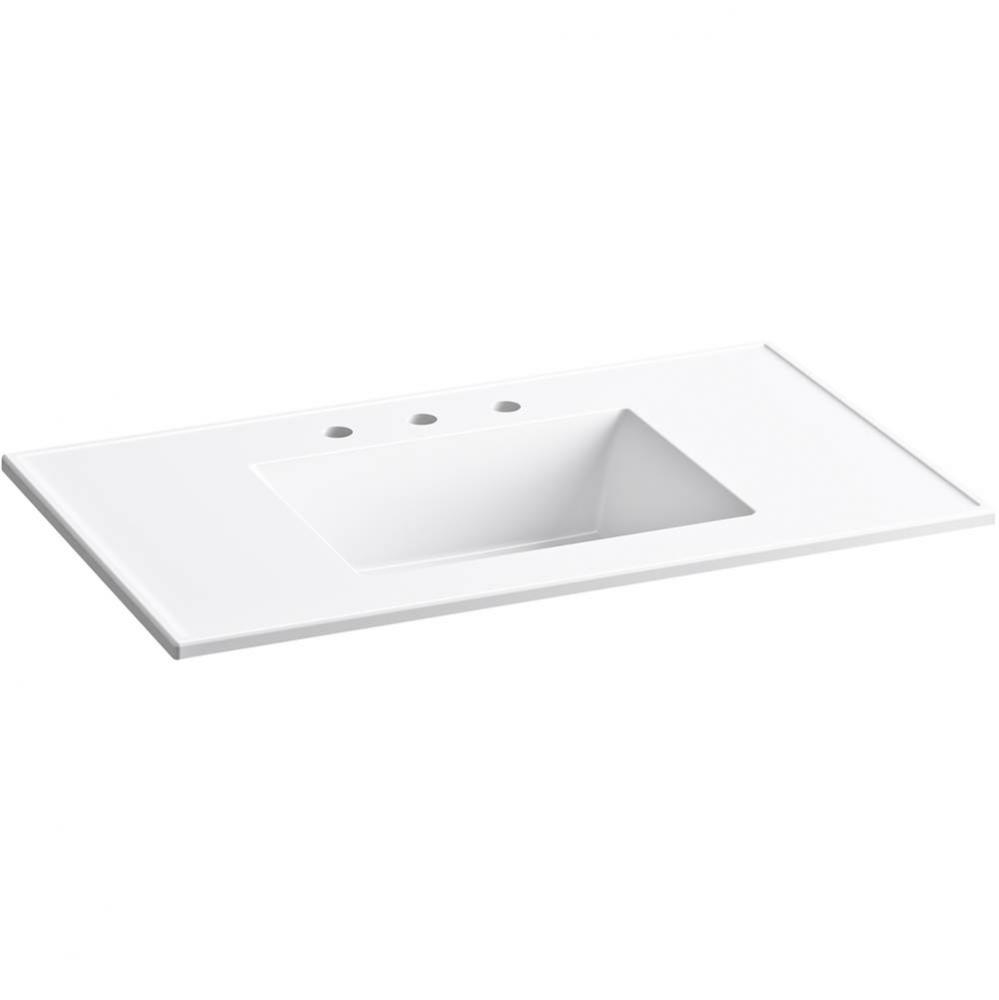 Ceramic/Impressions® 37'' rectangular vanity-top bathroom sink with 8'' w