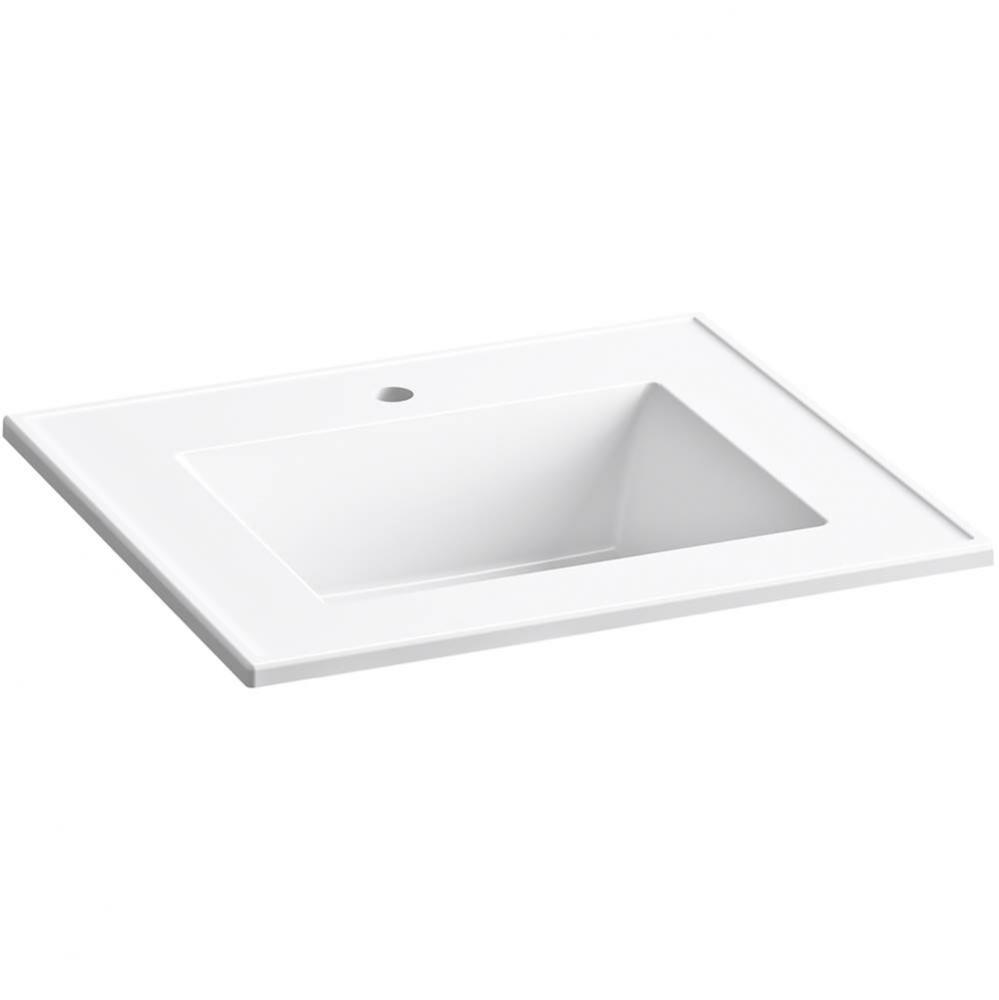 Ceramic/Impressions® 25'' rectangular vanity-top bathroom sink with single faucet h