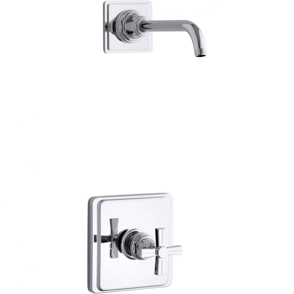 Pinstripe® Rite-Temp® shower trim set with cross handle, less showerhead