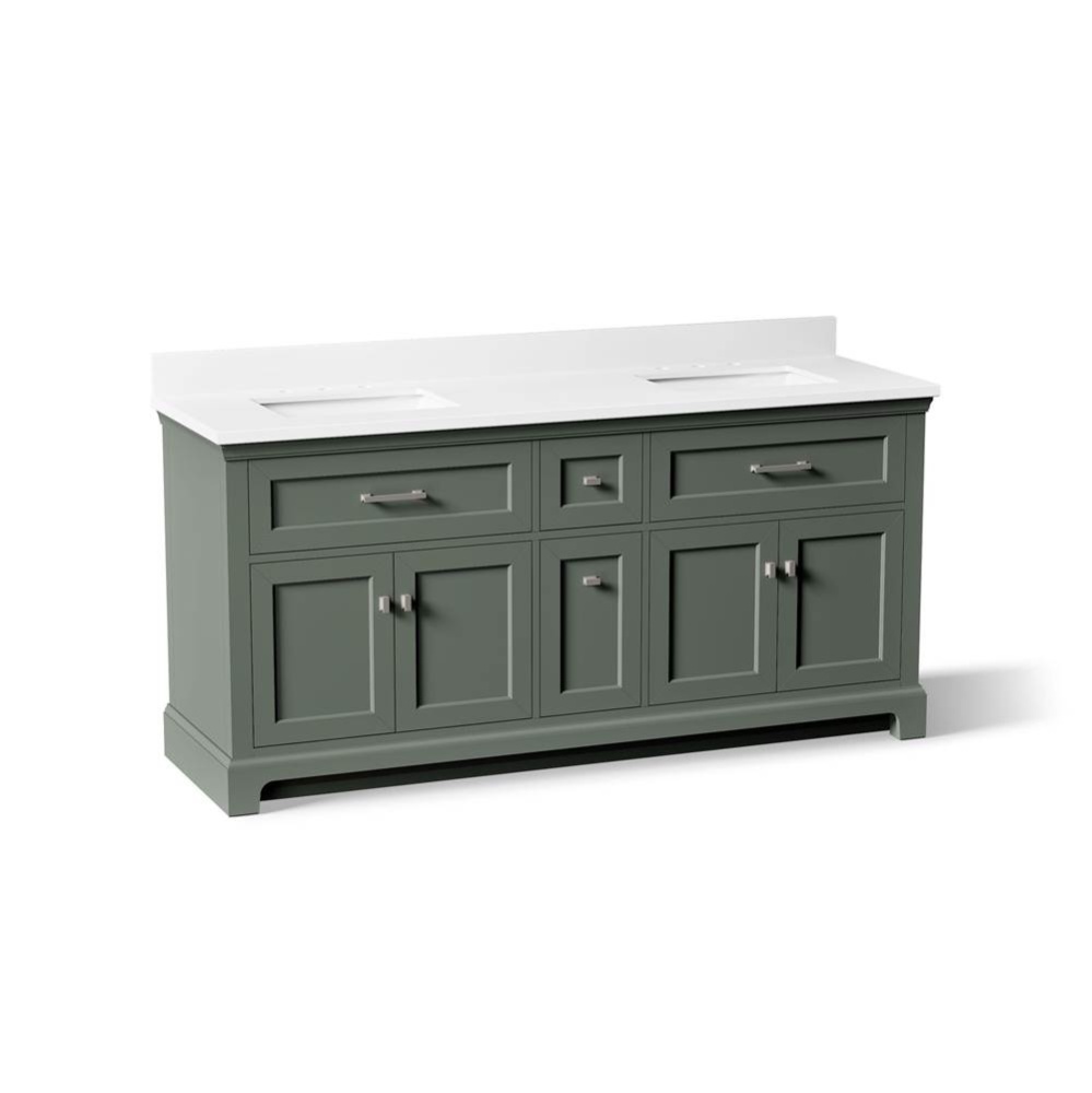 Charlemont 72'' Bathroom Vanity Cabinet With Sinks And Quartz Top Umbral Green
