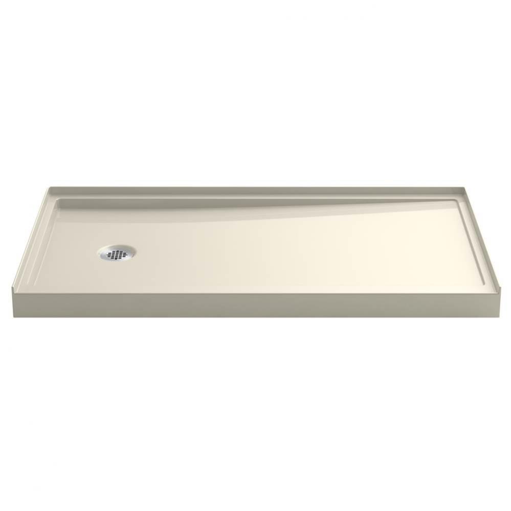 Rely 60-in x 32-in Single-Threshold Shower Base with Left-Hand Drain, Almond