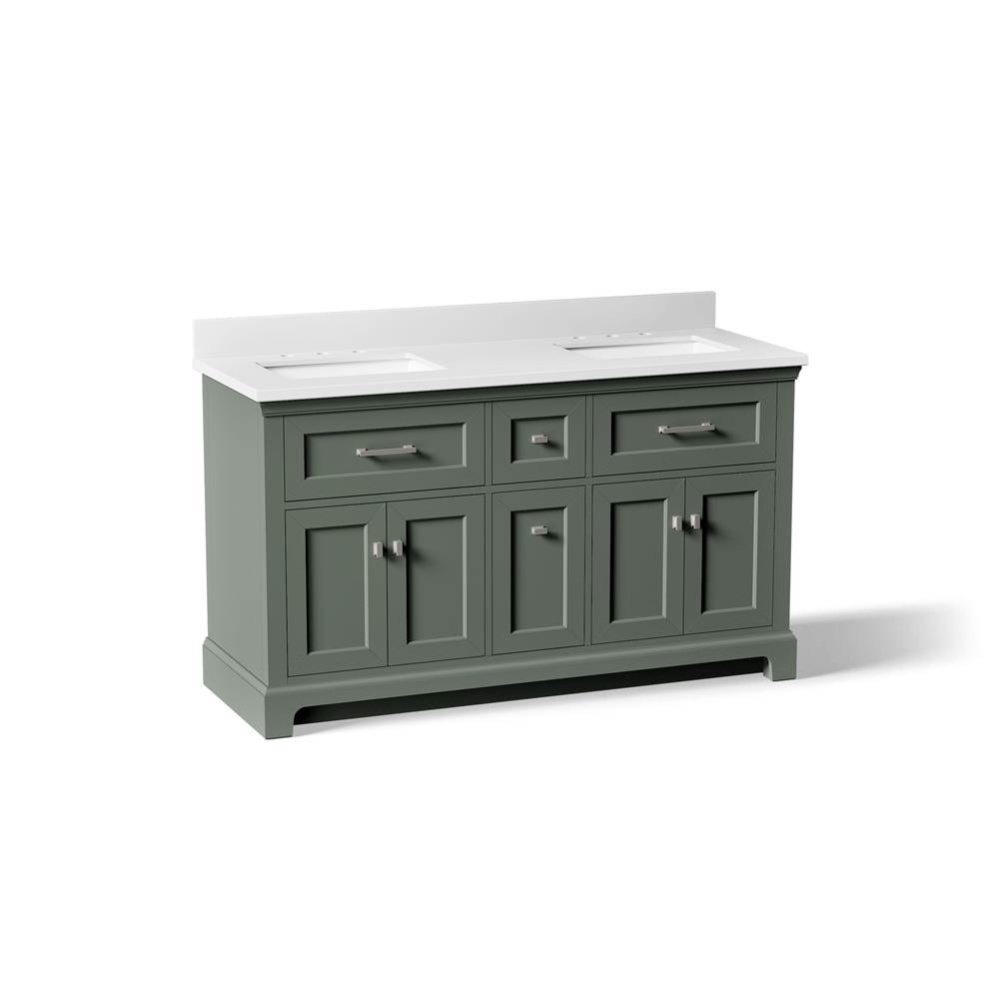 Charlemont 60'' Bathroom Vanity Cabinet With Sinks And Quartz Top Umbral Green