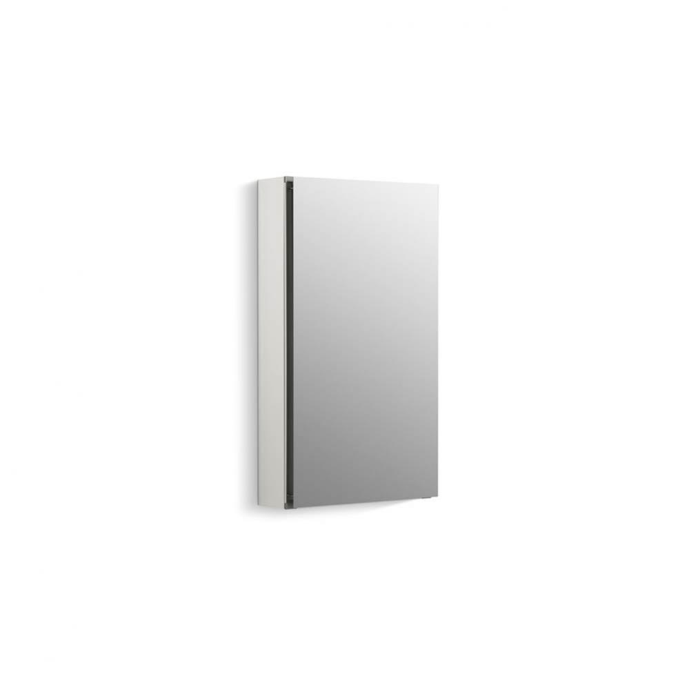 15'' W x 26'' H aluminum single-door medicine cabinet with mirrored door and w
