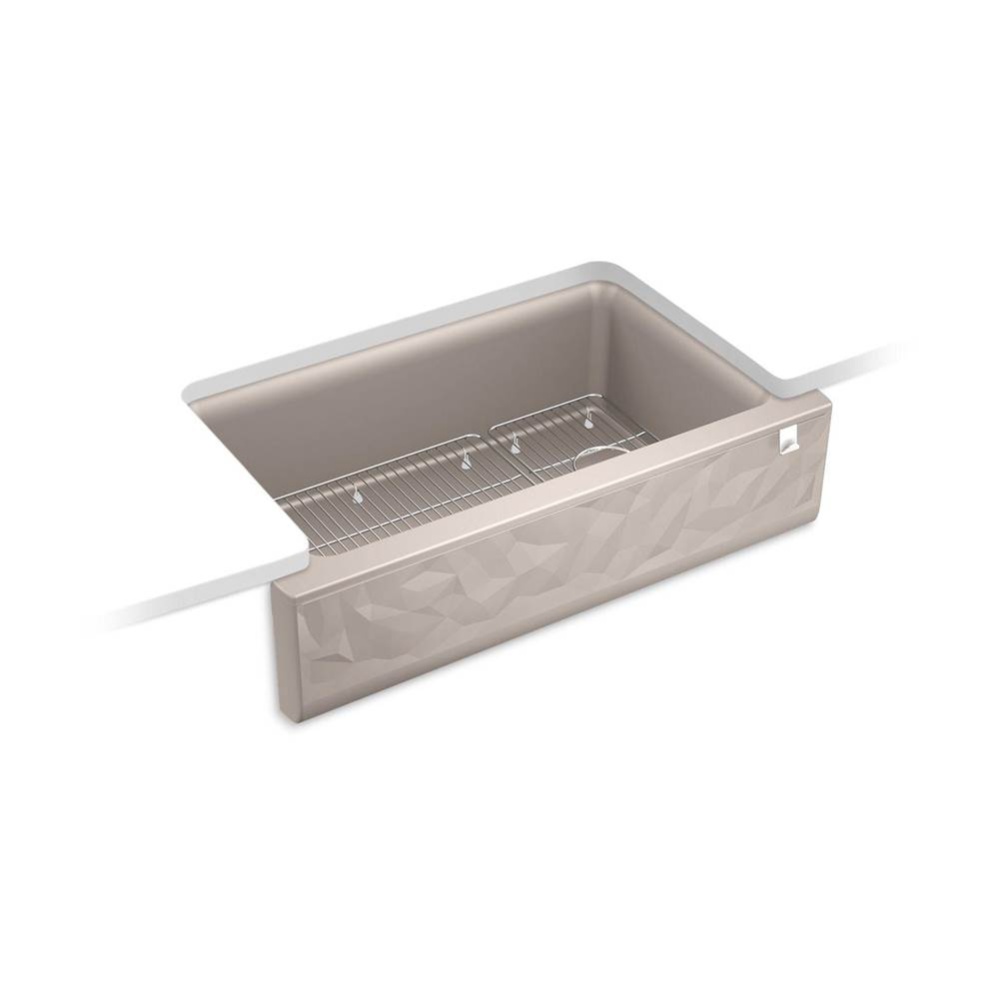 Cairn® 34'' undermount single-bowl farmhouse kitchen sink with faceted design