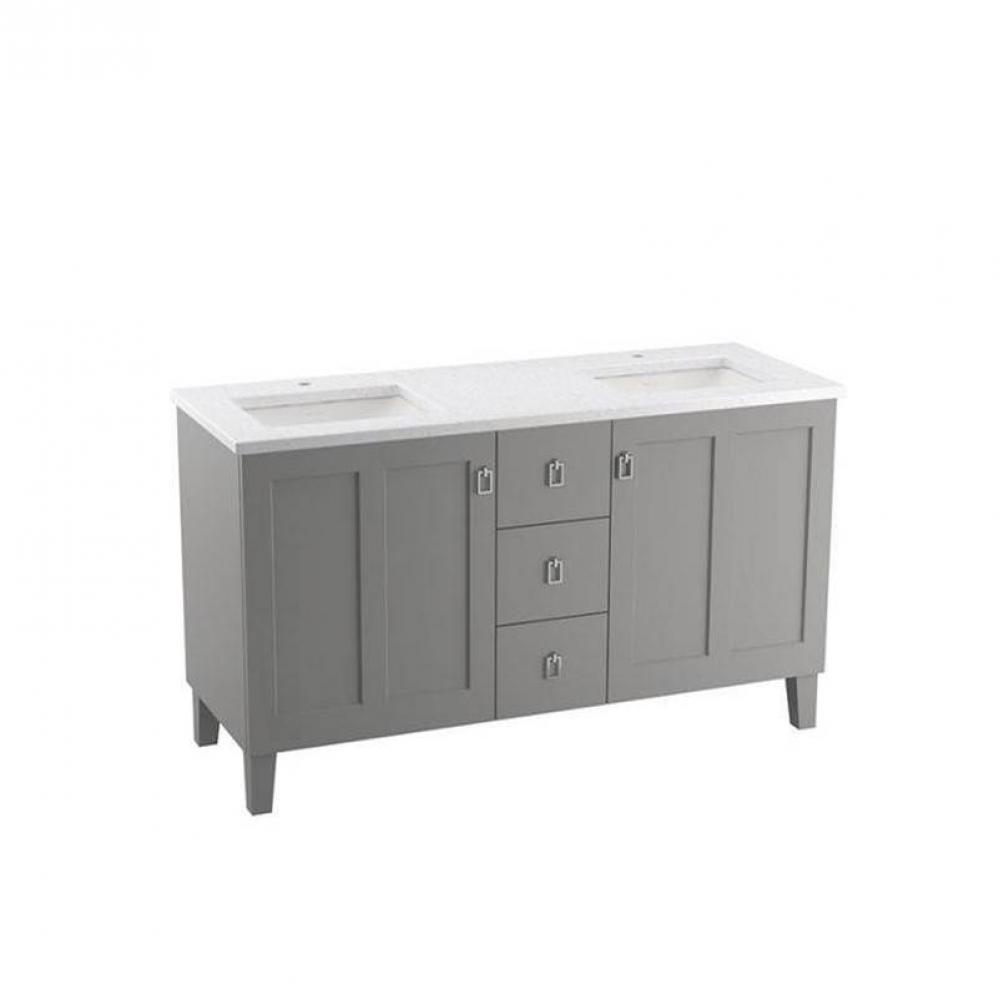 60'' bathroom vanity cabinet with sinks and quartz top