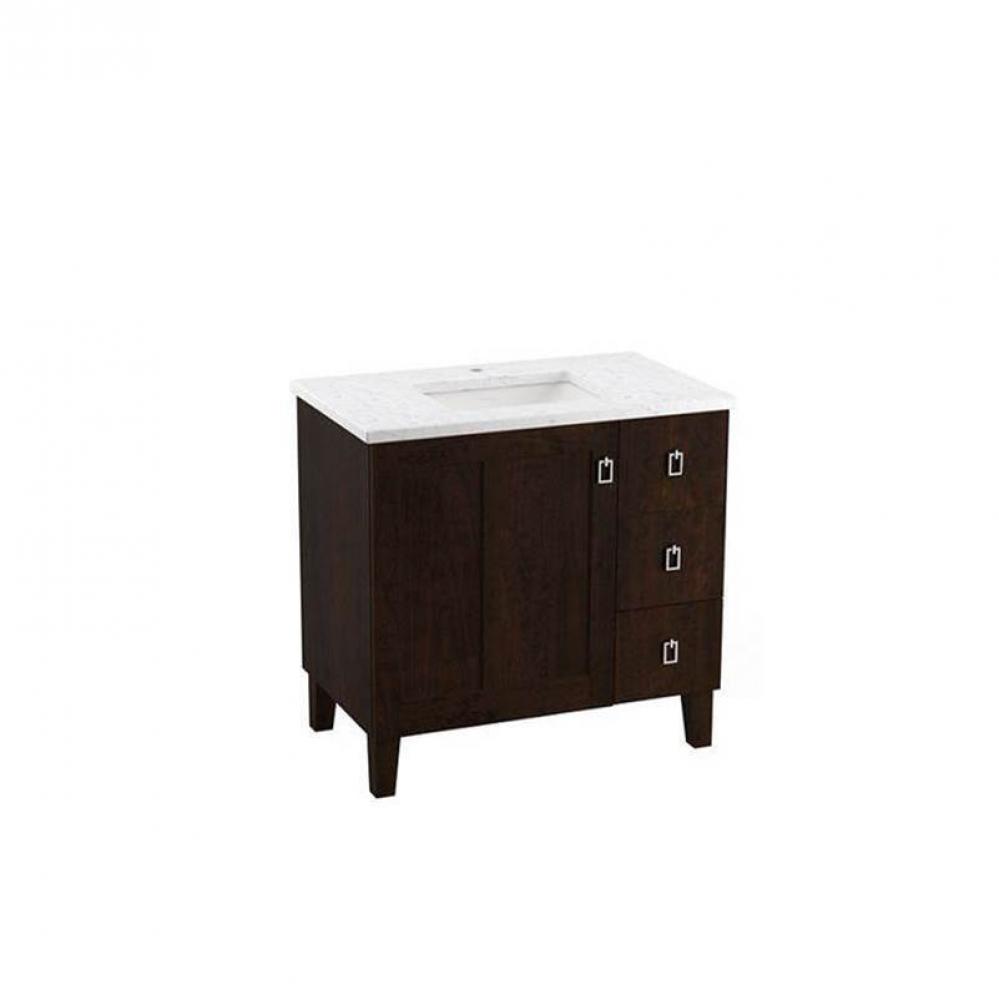 36'' bathroom vanity cabinet with sink and quartz top
