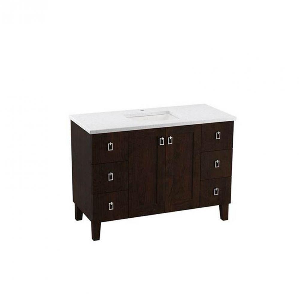 48'' bathroom vanity cabinet with sink and quartz top