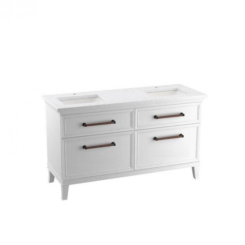 Artifacts™ 60'' bathroom vanity cabinet with sinks and quartz top