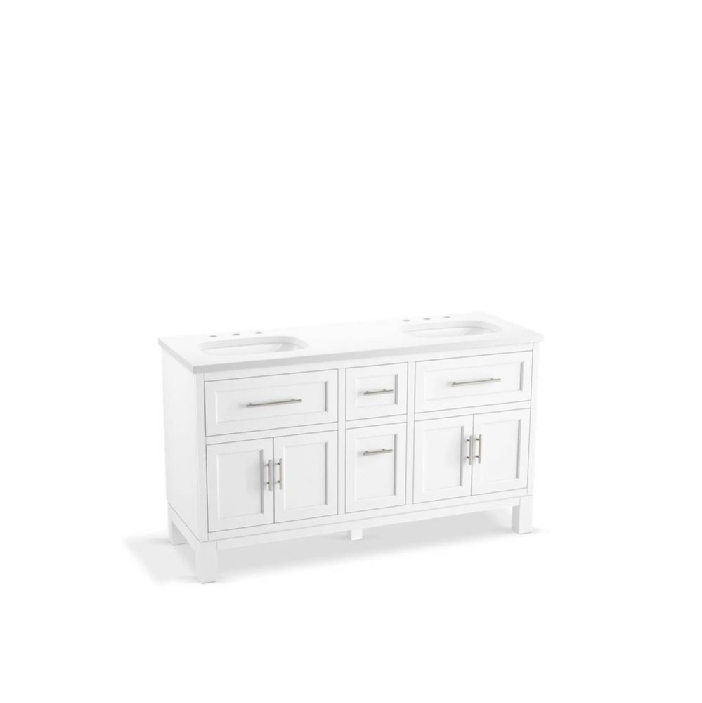 Quo® 60'' bathroom vanity cabinet with sinks and quartz top