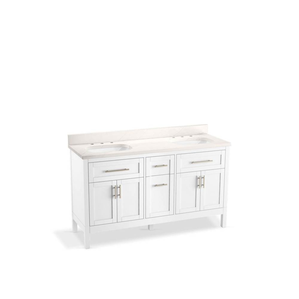Hadron™ 60'' bathroom vanity cabinet with sinks and quartz top