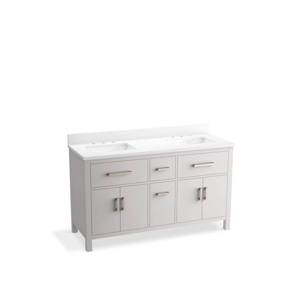 Kresla® 60'' bathroom vanity cabinet with sinks and quartz top
