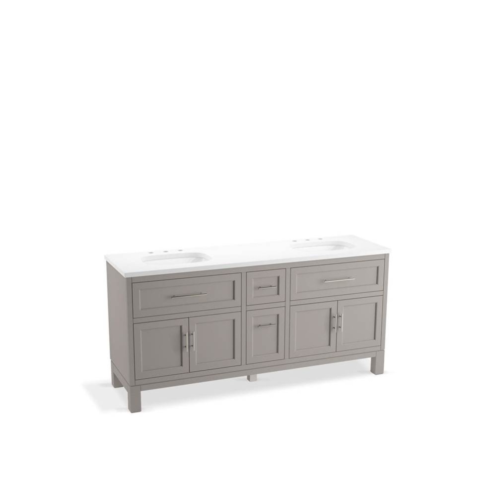 Quo® 72'' bathroom vanity cabinet with sinks and quartz top