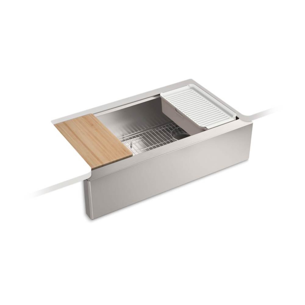 Strive® 35-1/2'' undermount single-bowl farmhouse workstation kitchen sink