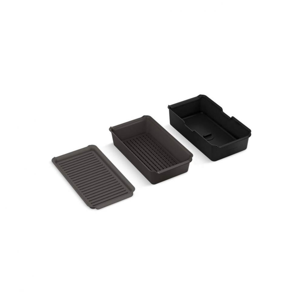 Three-piece workstation sink accessory set