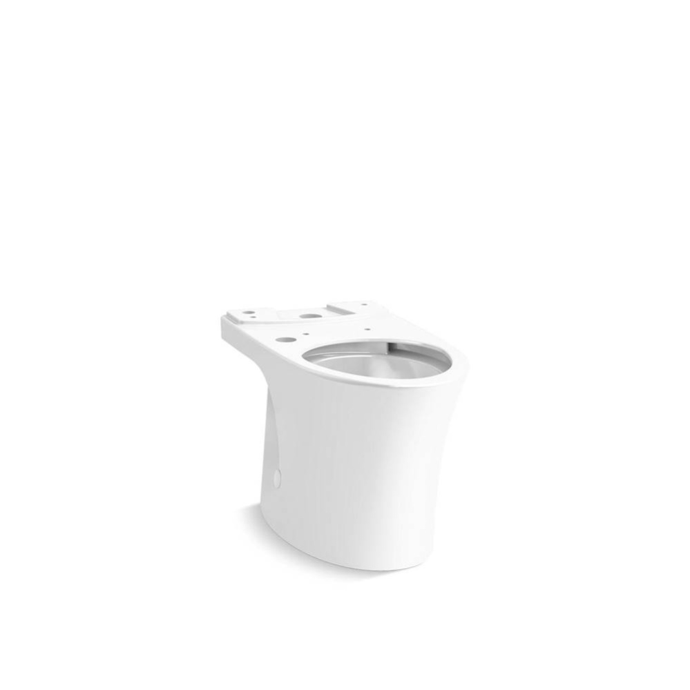 Elongated toilet bowl with skirted trapway