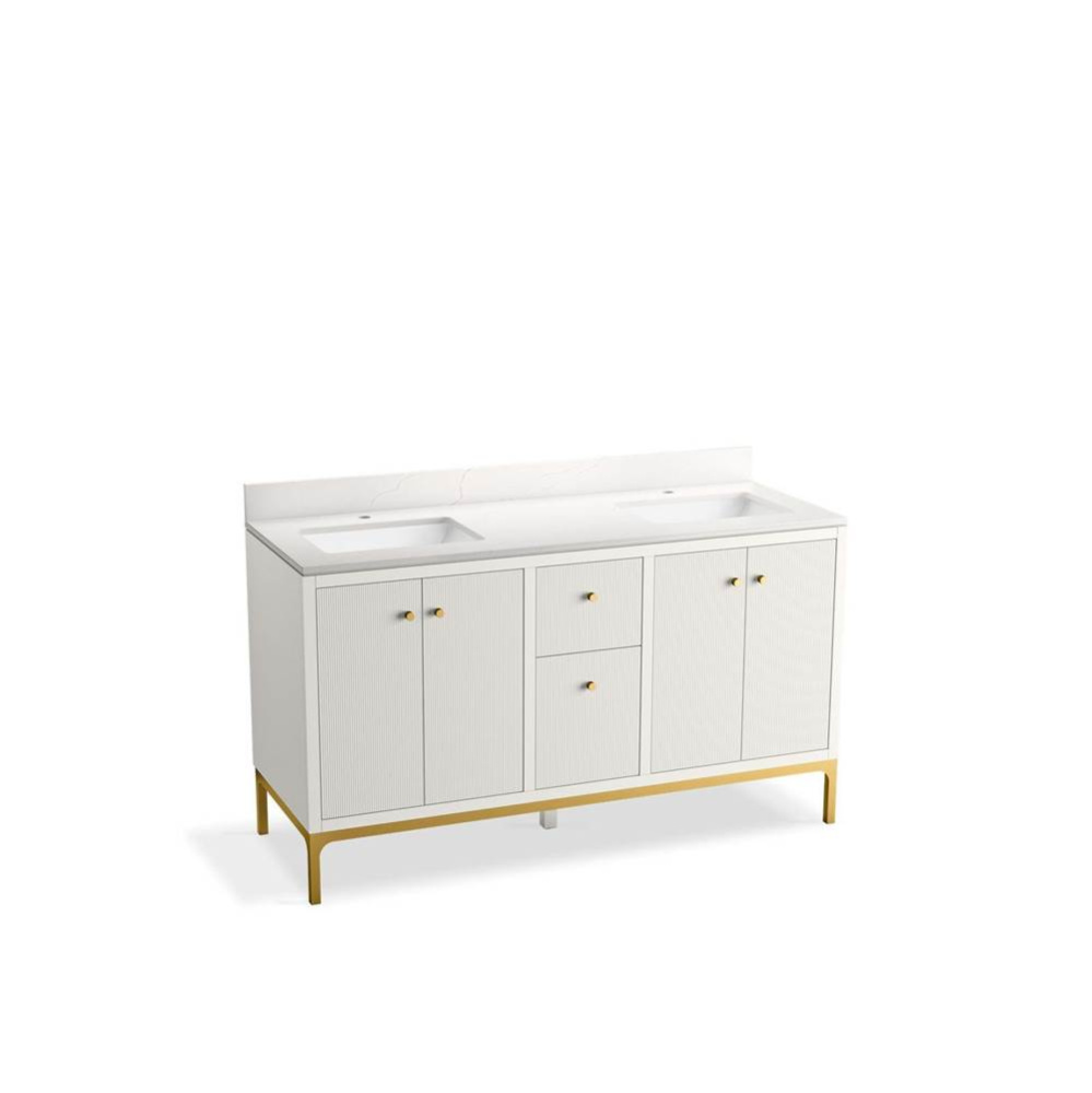 Calpa™ 60'' bathroom vanity cabinet with sinks and quartz top