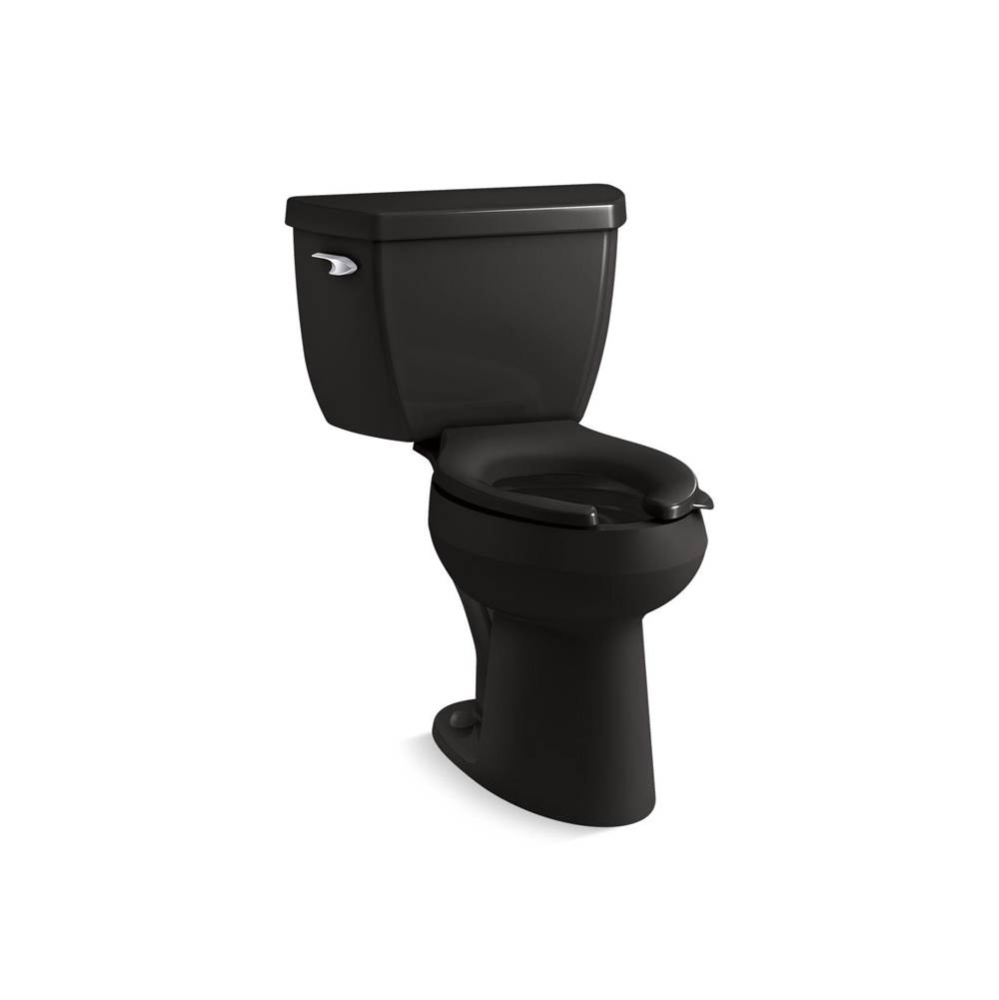 Two-piece elongated toilet, 1.28 gpf