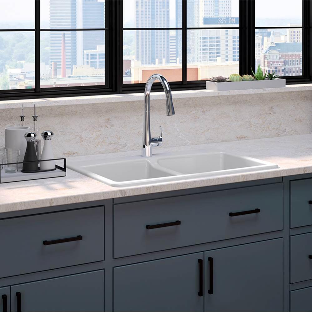 Simplice Pull Down Faucet Brookfield Top-Mount Double Equal Sink