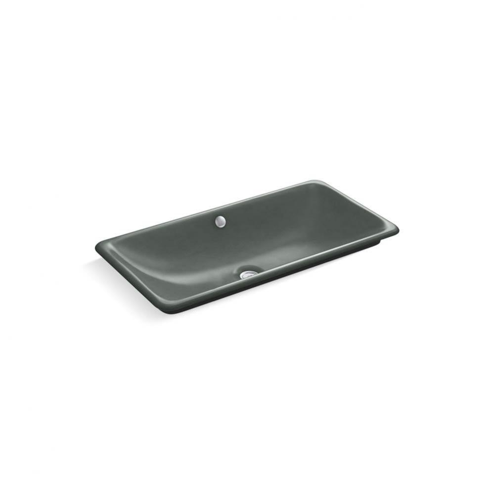 Iron Plains® Trough Rectangle Drop-in/undermount vessel bathroom sink with Iron Black painted