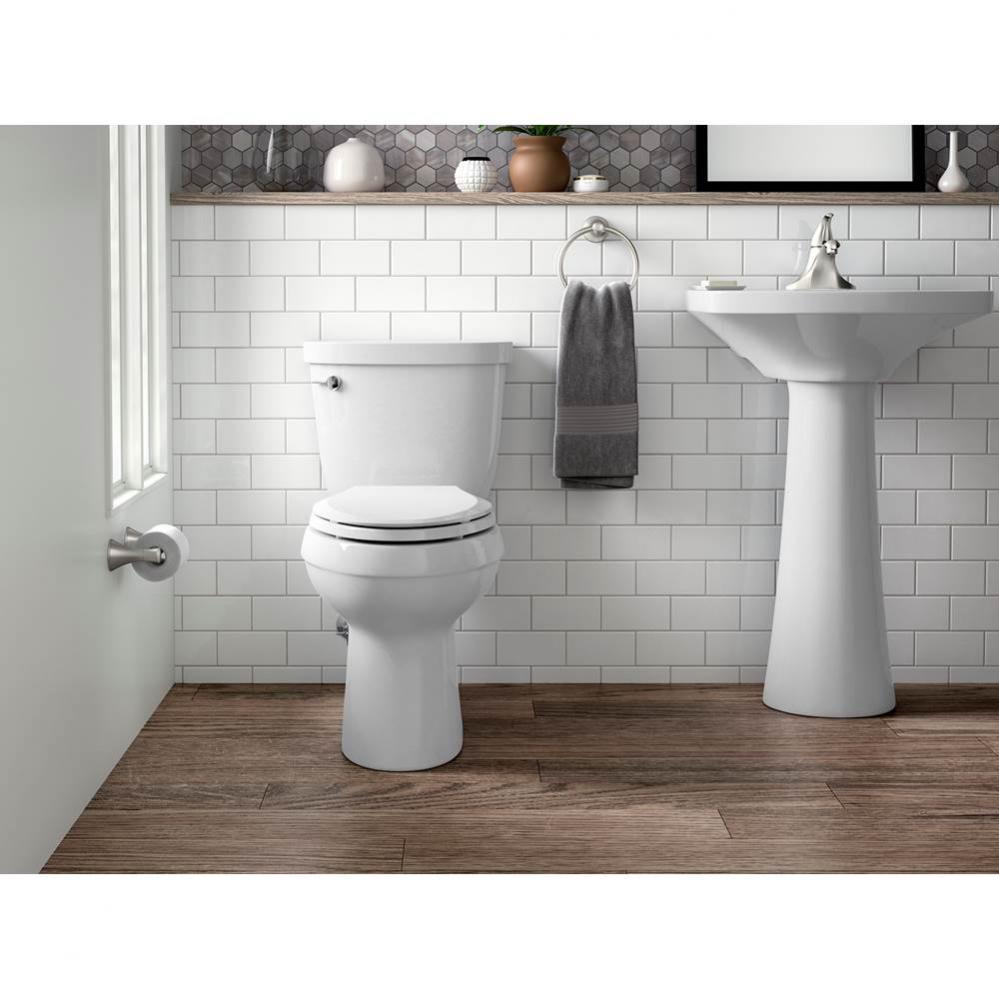 Cimarron 2-Piece 1.28 GPF High Efficiency Elongated Toilet in White with Cachet Q3 Toilet Seat