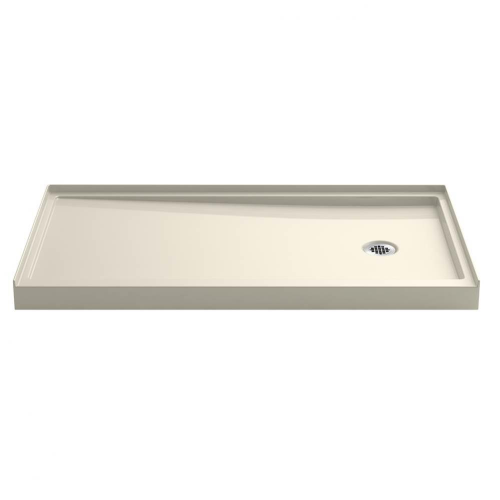 Rely 60-in x 32-in Single-Threshold Shower Base with Right-hand Drain, Almond