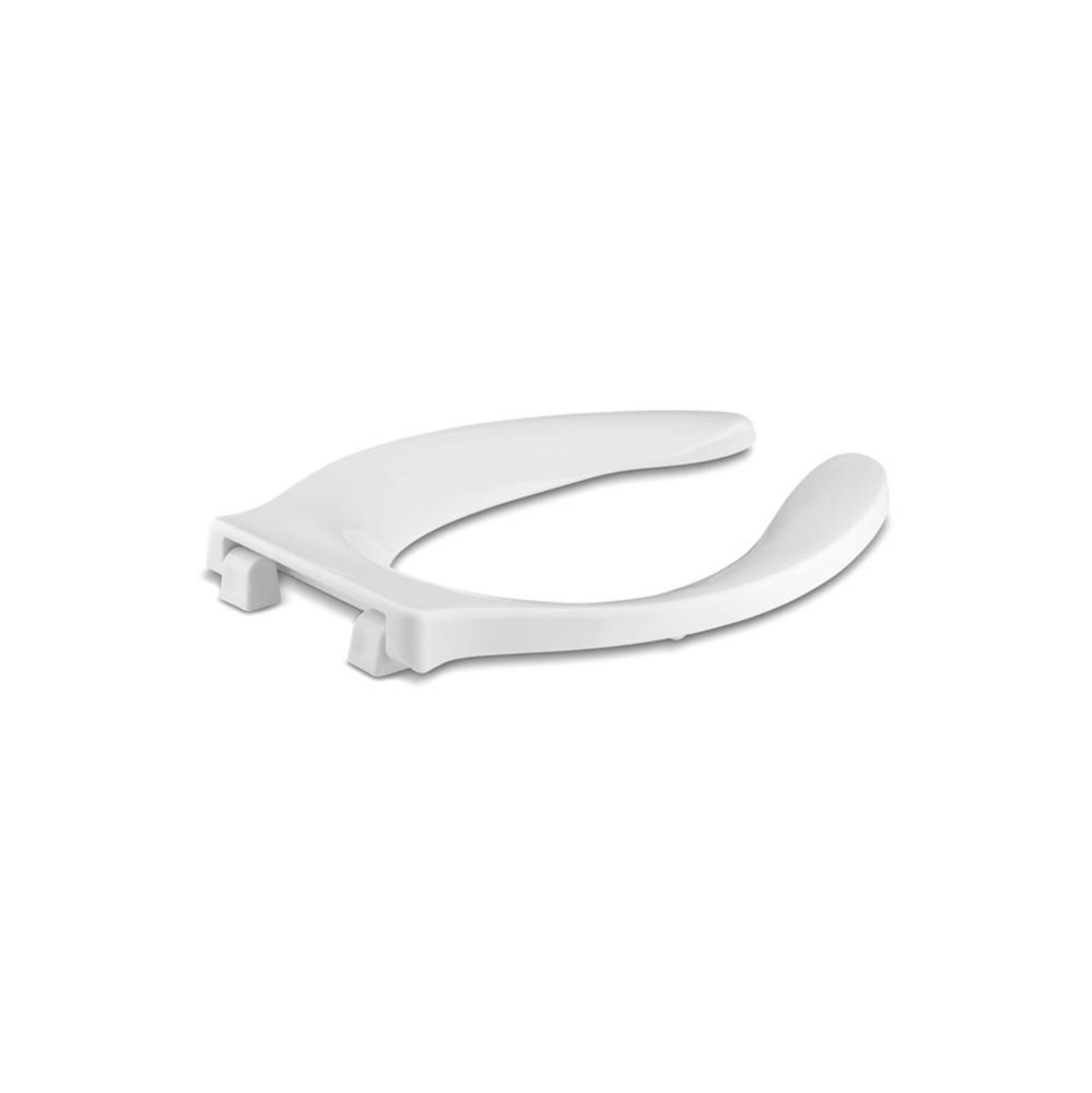Stronghold® Elongated toilet seat with integrated handle and self-sustaining check hinge