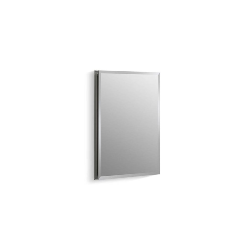 16'' W x 20'' H aluminum single-door medicine cabinet with mirrored door, beve