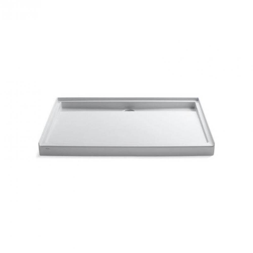 Groove® 60'' x 42'' alcove shower base, rear center drain