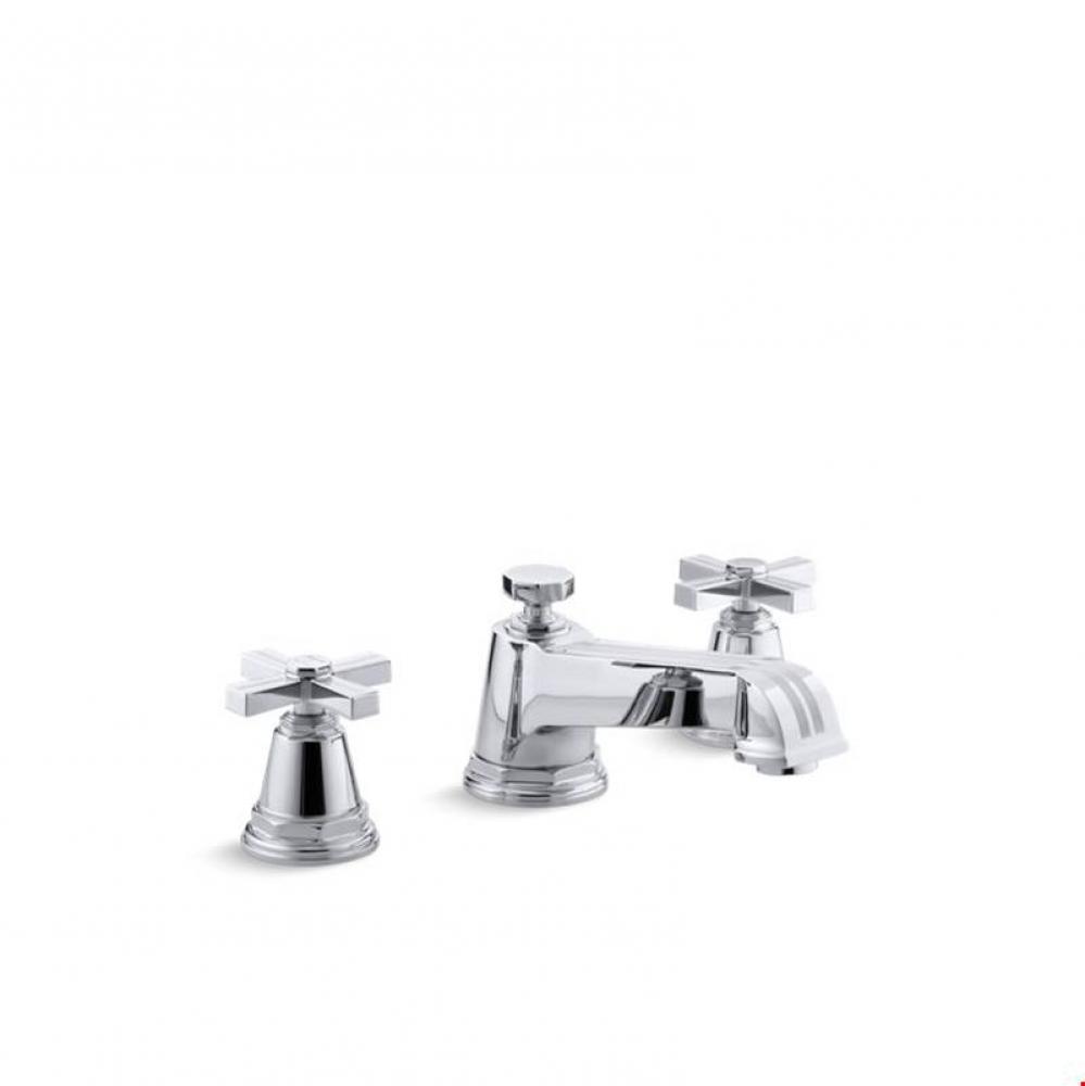 Pinstripe® Deck-mount bath faucet trim for high-flow valve with cross handles, valve not incl