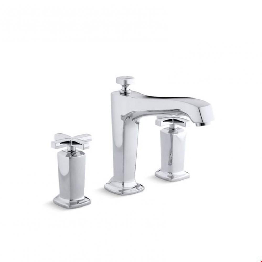 Margaux® Deck-mount bath faucet trim for high-flow valve with diverter spout and cross handle