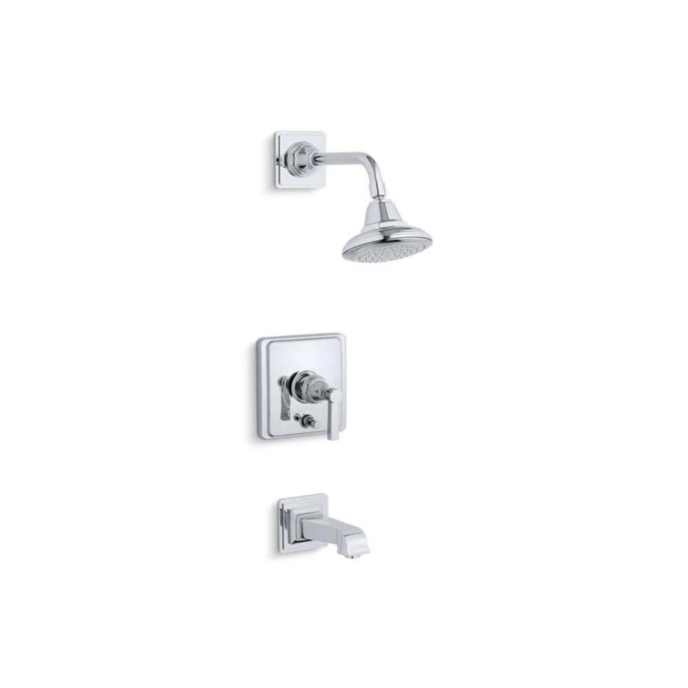 Pinstripe® Pure Rite-Temp® bath and shower trim kit with push-button diverter and lever