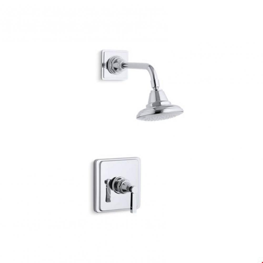 Pinstripe® Rite-Temp(R) shower valve trim with lever handle and 2.5 gpm showerhead