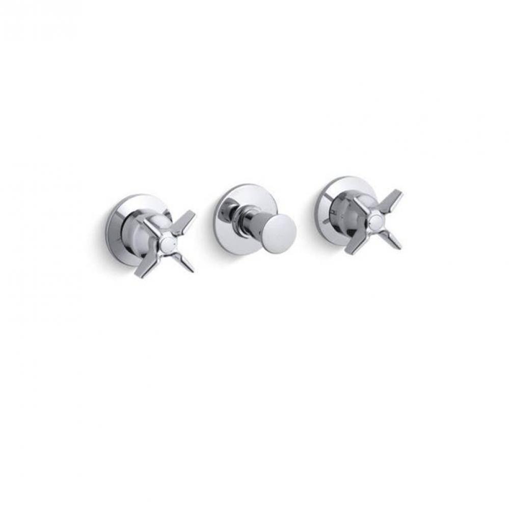 Triton® Wall-mount valve trim with push button diverter and cross handles, requires valve