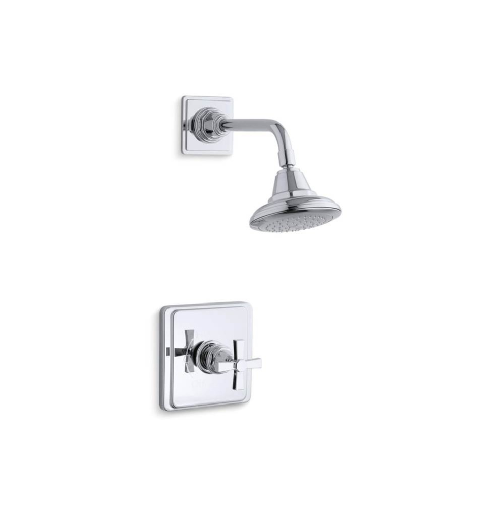 Pinstripe® Pure Rite-Temp® shower trim kit with cross handle, 2.5 gpm