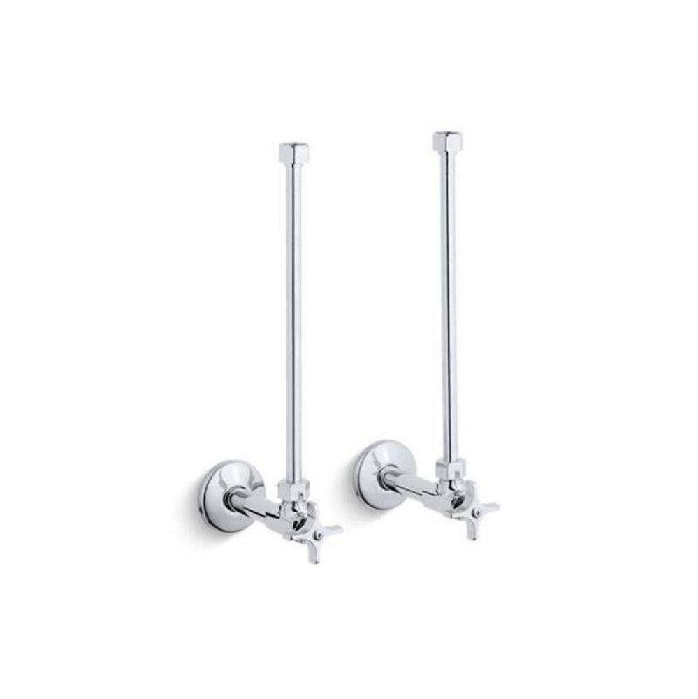 Pair 1/2'' NPT angle supplies with stop, cross handle and annealed vertical tube