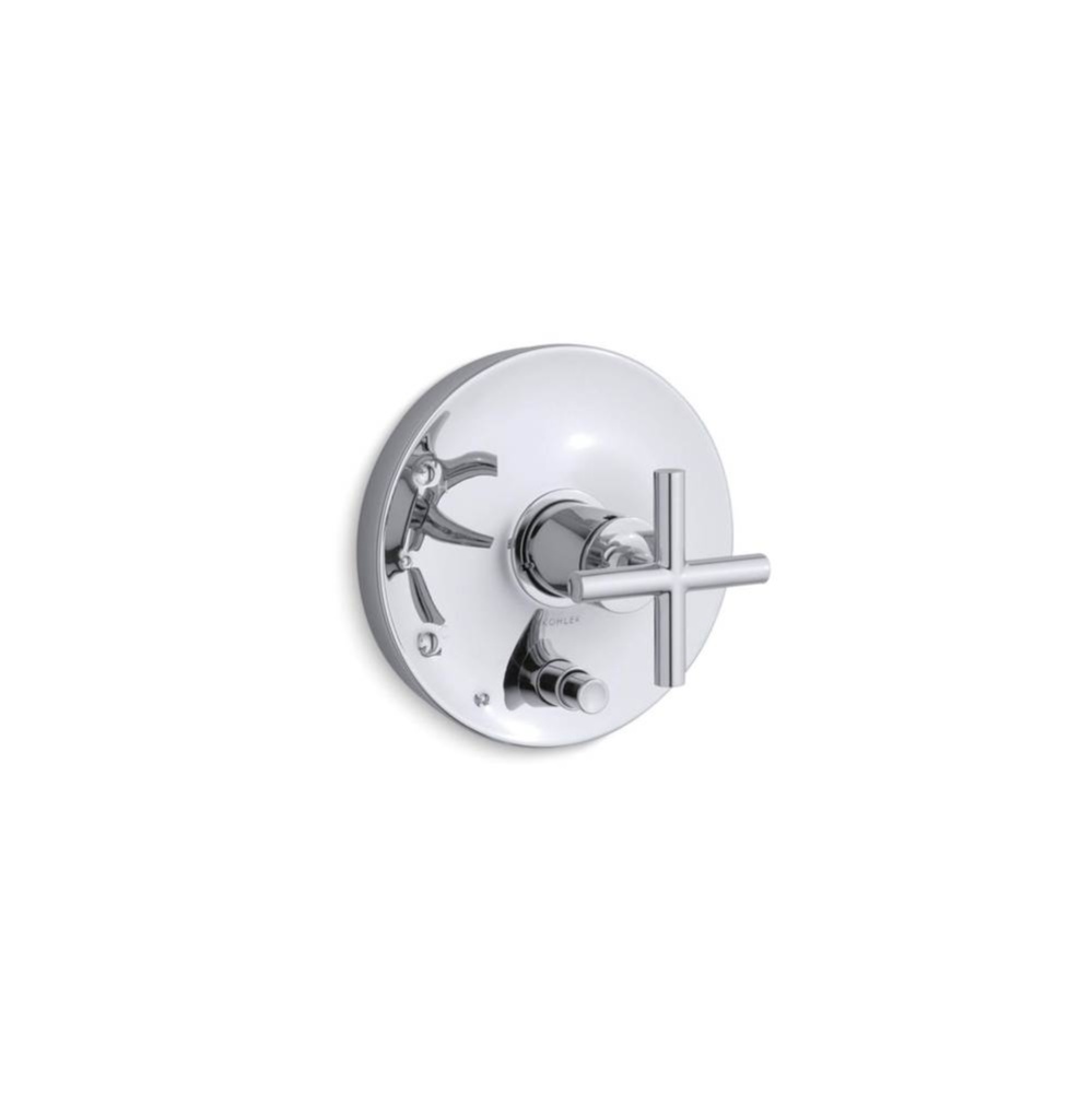 Purist® Rite-Temp® valve trim with push-button diverter and cross handle