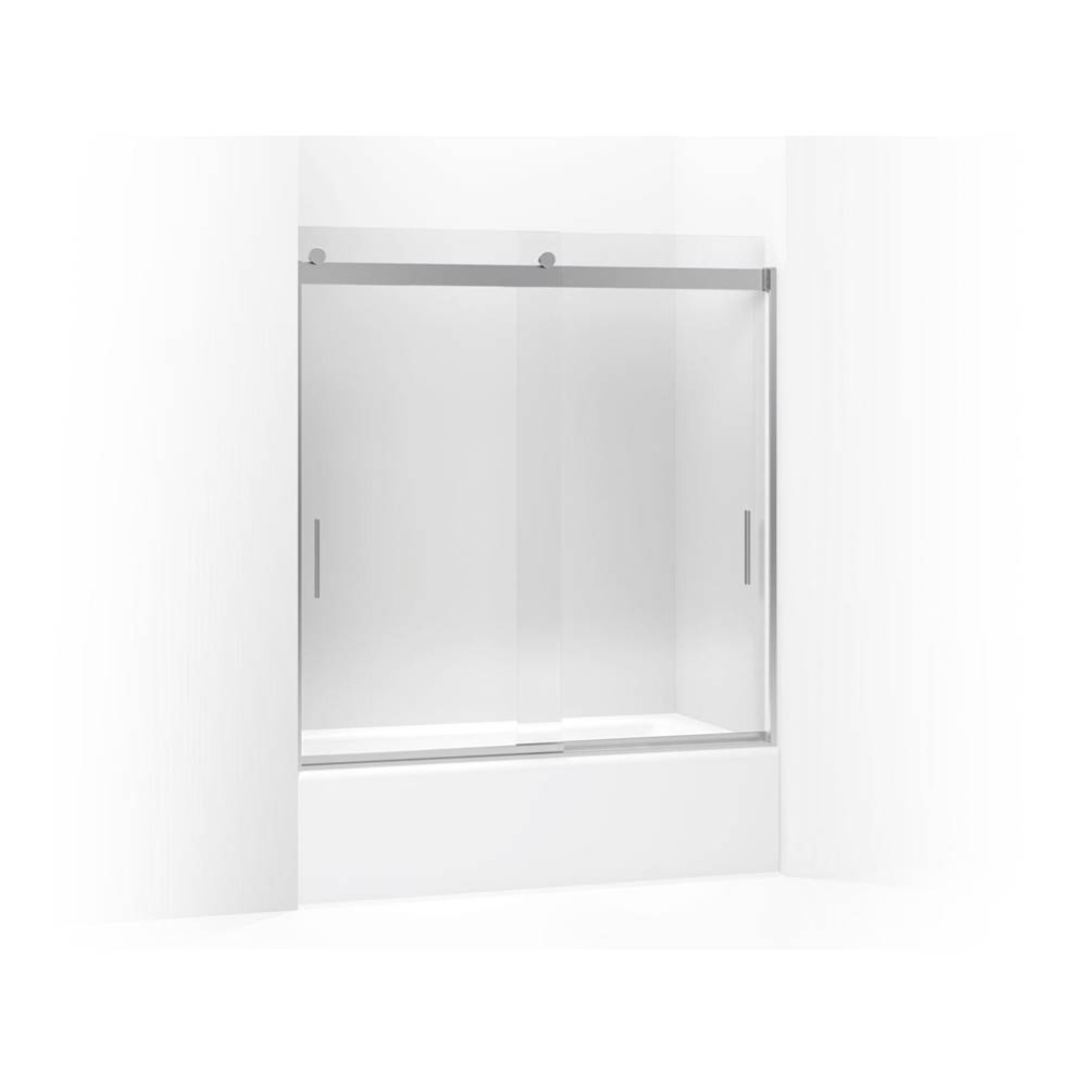 Levity® 62'' H sliding bath door with 1/4''-thick glass