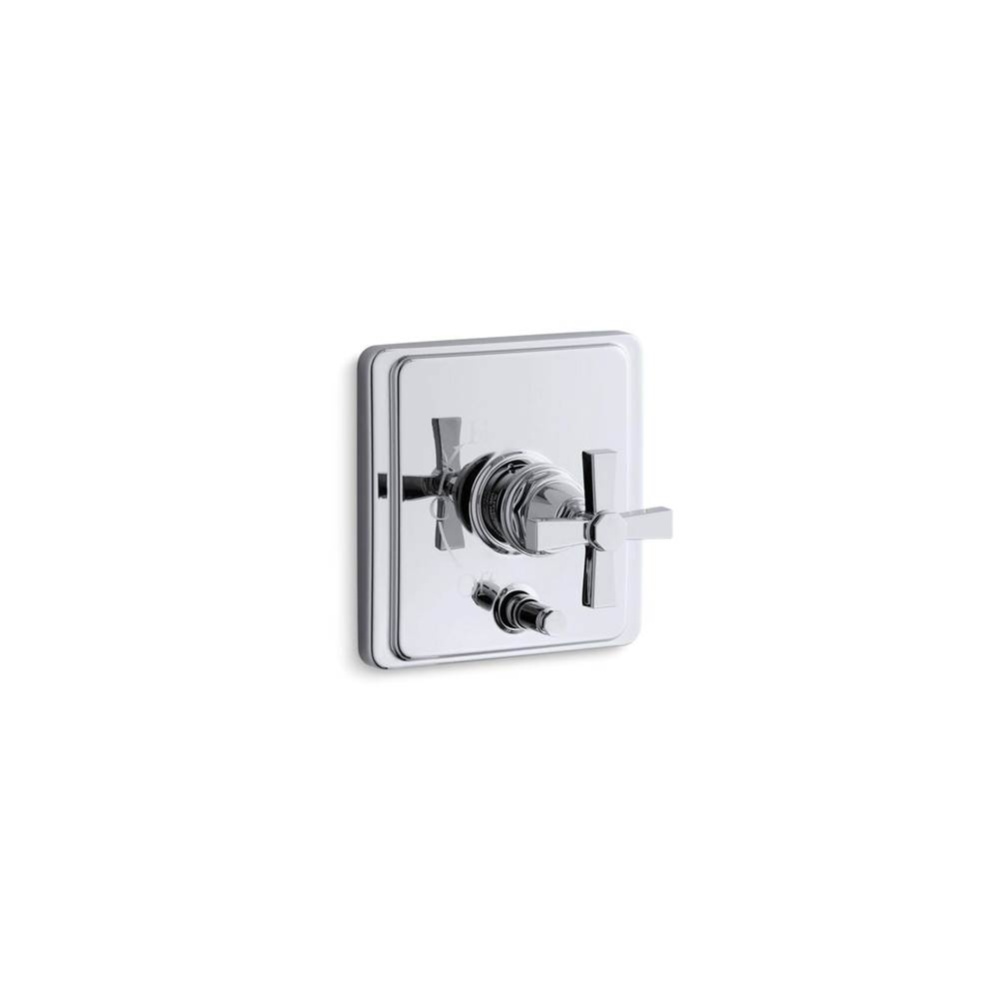 Pinstripe® Rite-Temp® valve trim with push-button diverter and cross handle