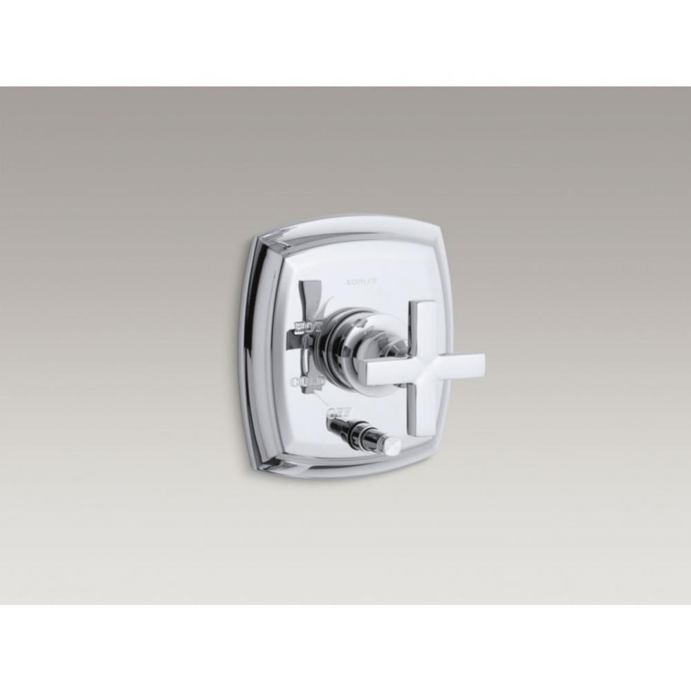 Margaux® Rite-Temp(R) pressure-balancing valve trim with push-button diverter and cross handl