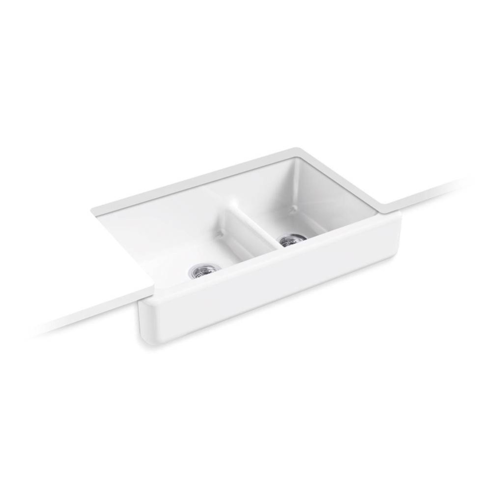 Whitehaven® Smart Divide® 35-1/2'' undermount double-bowl farmhouse kitchen si