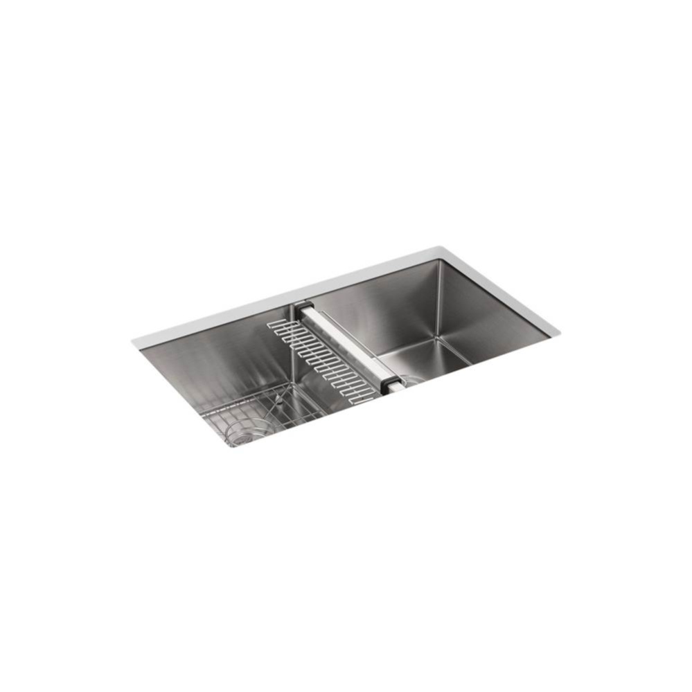 Strive® 32'' undermount double-bowl kitchen sink with accessories